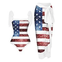 Dames Zwemkleding Een stukje Strandbodem Normaal Zwempak 2-stuks Opdrukken Tie Dye Amerikaanse vlag Wit Rood Marineblauw bodysuit Badpakken Sportief Strand Kleding Zomer Lightinthebox
