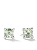 David Yurman puces d'oreilles Petite Châtelaine en argent sterling serties de quartz prase et diamants - Vert