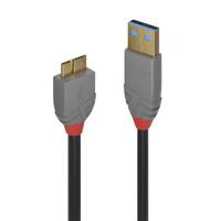 LINDY 36768 3 m USB 3.0 Type A naar Micro-B kabel, Anthra Line
