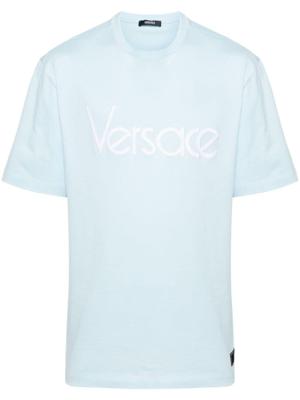 Versace T-shirt met geborduurd logo - Blauw