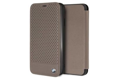 BMW - echt lederen wallet hoes - iPhone XS Max - Bruin + Lunso beschermfolie