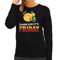 Thank God its friday emoticon fun trui dames zwart 2XL  -