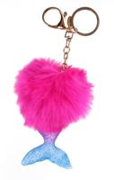 Create It! sleutelhanger fluffy met zeemeerminnenstaart 11 cm