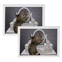 2x stuks schootkussens/laptrays grappige kat en tijger print 43 x 33 cm - thumbnail