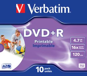 Verbatim 43508 DVD+R disc 4.7 GB 10 stuk(s) Jewelcase Bedrukbaar