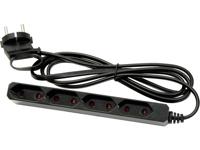 GAO EU4 BLACK Stekkerdoos 4-voudig Zwart Eurostekker 1 stuk(s)