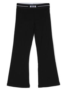 MSGM Kids pantalon à taille à logo - Noir