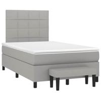 vidaXL Boxspring met matras stof lichtgrijs 120x190 cm, pocketveringbed, slaapmeubel, boxspring bed, bed, boxspringbed, eenpersoonsbed, bed met matras