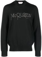 Alexander McQueen pull en coton à logo brodé - Noir