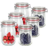 Weckpotten/inmaakpotten - set 6x stuks - 1000 ml/720 ml - glas - met beugelsluiting