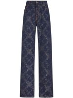 ETRO pantalon droit à fleurs en jacquard - Bleu - thumbnail