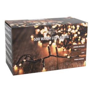 Kerstverlichting warm wit buiten 500 lampjes 1000 cm inclusief timer en dimmer