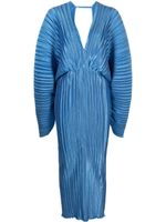 L'IDÉE robe mi-longue Galerie plissée - Bleu