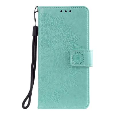 Shop4 - OnePlus 7 Hoesje - Wallet Case Mandala Patroon Mint Groen