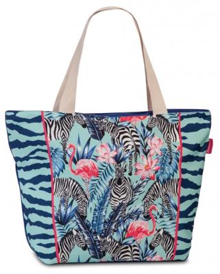 Fabrizio strandtas 30 liter zebra's blauw Fabrizio strandtas 30 liter zebra's blauw