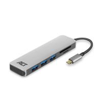 ACT AC7051 interface hub USB 3.2 Gen 1 (3.1 Gen 1) Type-C 5000 Mbit/s Grijs