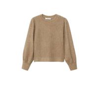 Mango gemêleerde gebreide trui met wol beige