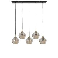 Light & Living Hanglamp Rakel - Antiek Brons - 5L 104x20x120cm - Rechthoek - Glas - Plafondlamp hangend - Hanglampen voor eettafel & woonkamer - Verlichting