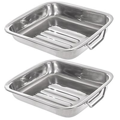 CM Braadslede/ovenschaal RVS - 2x - rechthoekig - 26 x 21 x 5 cm - braadblik - oven CM Braadslede/ovenschaal RVS - 2x - rechthoekig - 26 x 21 x 5 cm - braadblik - oven