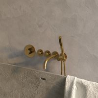 Badkraan Inbouw Set Brauer Gold Edition Thermostatisch met Uitloop en Staaf Handdouche Geborsteld Goud Brauer