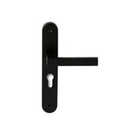 Hardbrass Deurkruk Phoenix op ovaal langschild profielcilindergat 55mm - zwart