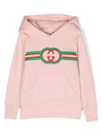 Gucci Kids hoodie en coton à logo brodé - Rose - thumbnail