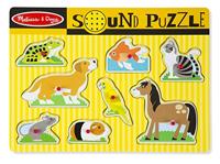 Melissa & Doug Pets Sound Puzzle - Houten penpuzzel met geluidseffecten (8 stuks)