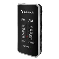 Sunstech RPC6 FM/op zakradio, draagbaar, analoog, multiband-radio, werkt met 2 AAA-batterijen, zilverkleurig