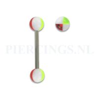 Tongpiercing acryl wit rood geel