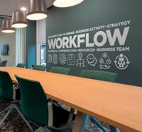 Bedrijf sticker met teksten over 'workflow' - thumbnail