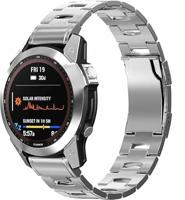 By Qubix - Titanium schakelband - Zilver - Compatible met Garmin Forerunner 745/935 / 945/955 / 965 - Compatible Garmin bandje - Bandbreedte: 22mm