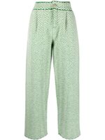 Barrie chevron-knit pleated trousers - Vert - thumbnail