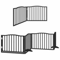 vidaXL Hondenhek inklapbaar 8 panelen 640 cm populierenhout zwart