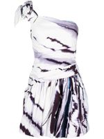 Gemy Maalouf robe tie dye à une épaule - Blanc