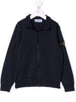 Stone Island Junior sweat zippé à patch logo - Bleu