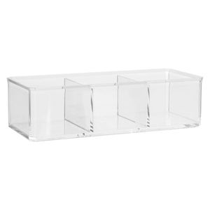 Make-up organizer 3 vakken rechthoek 23 x 8,5 cm van kunststof