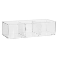 Make-up organizer 3 vakken rechthoek 23 x 8,5 cm van kunststof   - - thumbnail