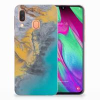 Samsung Galaxy A40 TPU Siliconen Hoesje Marble Blue Gold