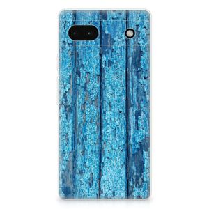 Google Pixel 6A Bumper Hoesje Wood Blue