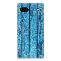 Google Pixel 6A Bumper Hoesje Wood Blue - thumbnail