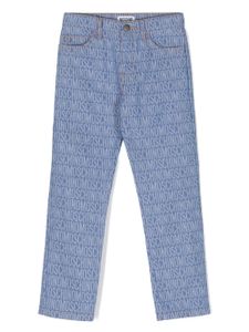 Moschino Kids jean droit à logo en jacquard - Bleu