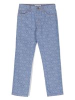 Moschino Kids jean droit à logo en jacquard - Bleu - thumbnail