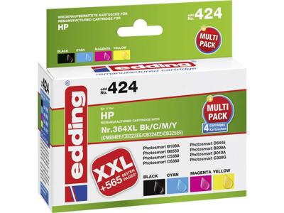 Edding Inktcartridge vervangt HP 364, 364XL Compatibel Combipack Zwart, Cyaan, Magenta, Geel edding 424 EDD-424