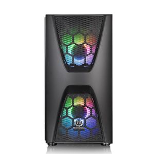 Thermaltake Commander C34 TG Midi-tower PC-behuizing, Gaming-behuizing Zwart 2 voorgeïnstalleerde LED-ventilators, 1 voorgeïnstalleerde ventilator,