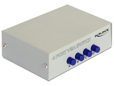 Delock 87635 VGA-switch 4 poorten Bidirectioneel bruikbaar, Met metalen behuizing 1920 x 1440 Pixel