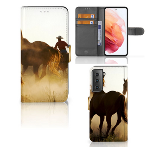 Samsung Galaxy S21 Telefoonhoesje met Pasjes Design Cowboy