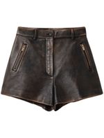 Miu Miu short en cuir à effet usé - Marron - thumbnail