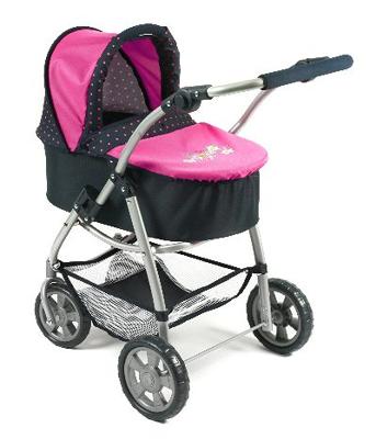 All in 1 combi poppenwagen Emotion - Dots Navy Pink