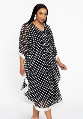 Yoek Kaftan DOTS | Zwart | Maat 42/44