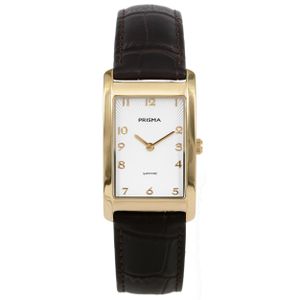 Prisma P.1967 Horloge staal/leder goudkleurig-bruin